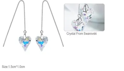 £4.99 • Buy Sterling Silver&Crystal ❤ AB Pull Through Earrings Made With Swarovski Elements