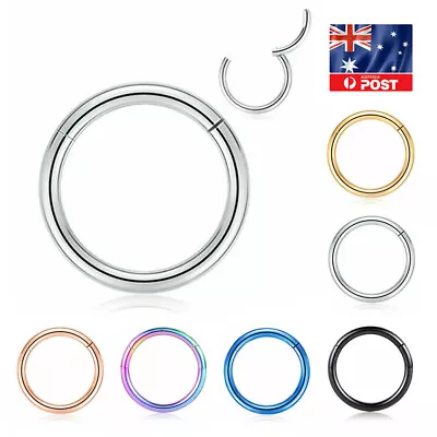 $3.20 • Buy Stainless Steel Hinged Septum Clicker Nose Lip Ear Body Ring Hoop Piercing 1PC