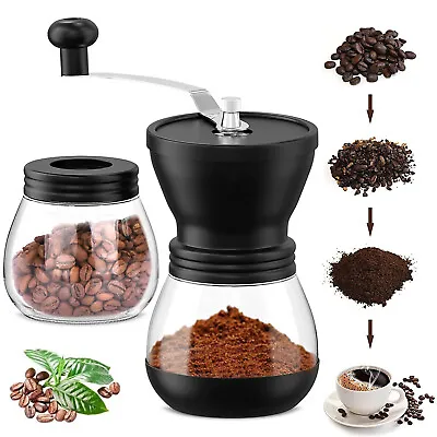 Hand Coffee Bean Grinder Manual Adjustable Coarseness Ceramic Mill Coffee Mill • £10.95