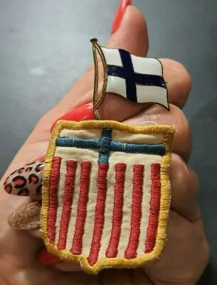 1932 LA USA Original Finland NOC Olympic Delegation Badge Pin +patch • $295