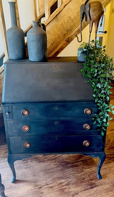 £165 • Buy Shabby Chic Vintage Bureau Hand Painted In Annie Sloan French Linen AndBlack Wax