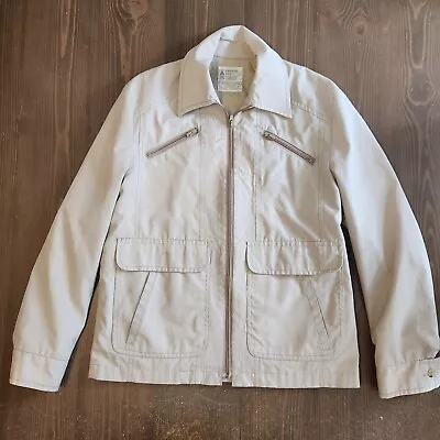 Vintage London Fog Beige Full Zip Jacket  With Pockets Mens Size 38 Regular • $17.99