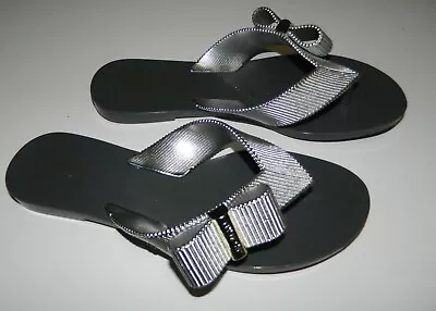 Melissa + JASON WU Women's Silver Gray RIBBON BOW Flip Flop Thing Sandals*  6 • $29.99