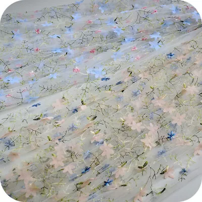 Embroidery 3D Floral Mesh Lace Fabric DIY Costume Clothes Dress Curtain Probs • $11.99