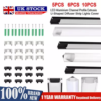 5/6/10x U/V-Shape Diffuser Strip Light Cover Aluminium Channel Profile Extrusion • £10.99