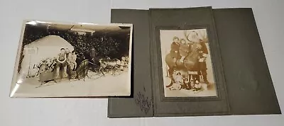 2 Vintage Christmas Childs Photos Santa Claus Reindeer Sleigh 1960's North Pole • $39.99