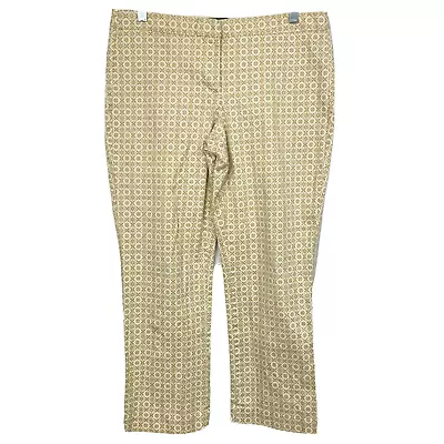J. Crew Pants Womens Sz 6 Ivory Beige Print Chino Crop Stretch City Fit Flared • $23.25