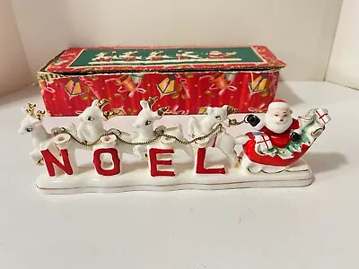 Vintage Christmas Relco Santa & Reindeer Noel Candle Holder With Box • $125