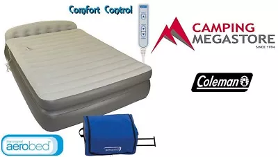 Coleman Aerobed Queen Double Height Headboard Mattress Camping Air Bed Pump • $189.95