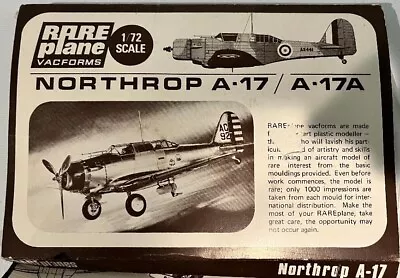 Rareplanes 1/72 Northrop A-17 / A-17A Vacuform Kit New Complete • $8.99