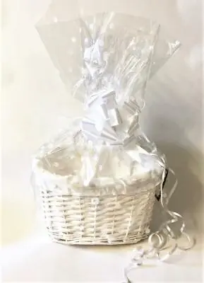 Make Your Own HAMPER Kit Includes White Oval Basket Cellophane & Bow S M L Xmas • £11.99