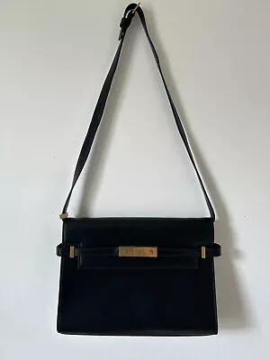Saint Laurent Manhattan Handbag Shoulder Bag Black Leather Satchel YSL @BOV #X • £1055