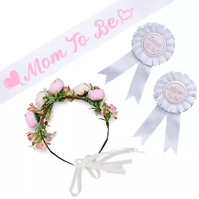 Baby Shower Decoration For Mom To Be And Dad To Be Pink Flowers Style Tiara • $17.99