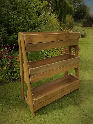 Wooden Raised Elevated Plant Boxes Tier Planters Garden Herb Ladder Vertical • £69.99