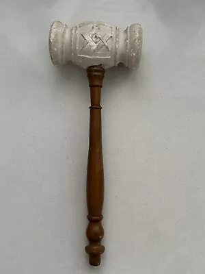 Vintage Masonic Freemasons Stone Gavel Hammer With Wood Handle • £11.50