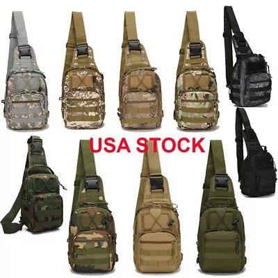 Mens Backpack Waterproof Tactical Sling Chest Pack Shoulder Bag Outdoor Hiking • $14.99