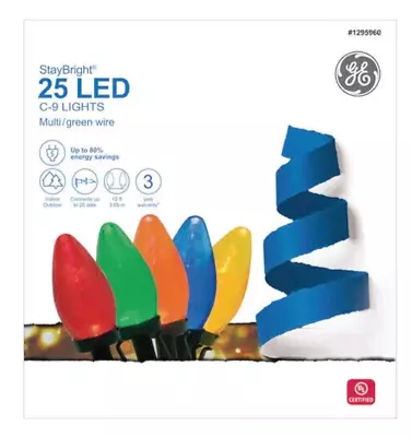 GE StayBright 25-Count Multicolor C9 LED Smooth Christmas String Lights • $11.95