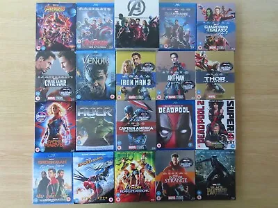 Collection Of Marvel MCU Blu-Rays Exclusive Slipcovers Avengers Deadpool Thor • £110
