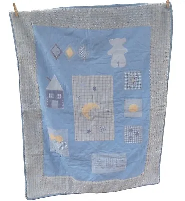 Pumpkin Patch Cot Quilt Blanket Cover Patchwork Blue Yellow Baby Bed Crib  • £24.19