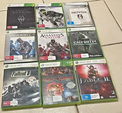 XBOX 360 Games Bundle X9 Mortal Kombat Komplete Edition Fallout 3 Fabel 2 • $65