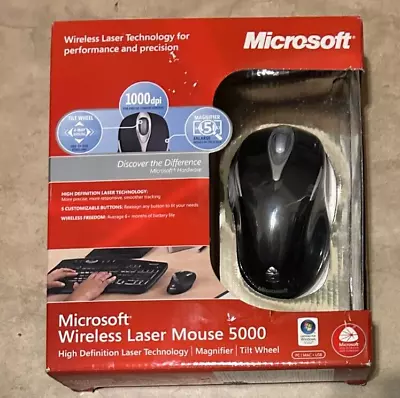 Microsoft Wireless Laser Mouse 5000 1000 Dpi Tilt Wheel Magnifier NEW OPEN BOX • $44.95