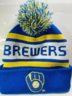 Milwaukee Brewers MLB Pom Beanie Knit Stocking Retro Winter Hat Cap Youth • $16.79