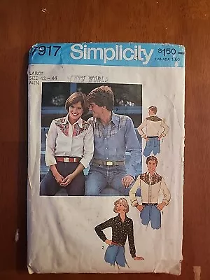 1977 Simplicity #7917-men's Western Yoked Shirt Pattern Large • $4