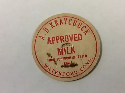 Vintage Milk Bottle Cap A. D. KRAVCHUCK Waterford Connecticut Approved Milk • $3.55