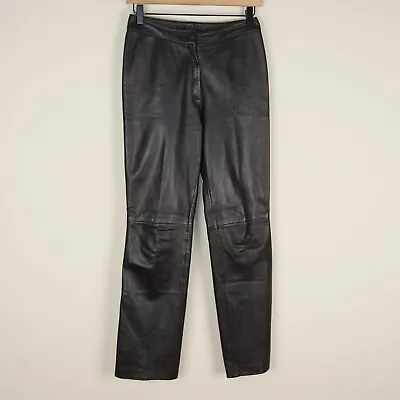 Michael Hoban North Beach Leather Black Straight Leg Pants Womens Sz 2 Damage • $58.80