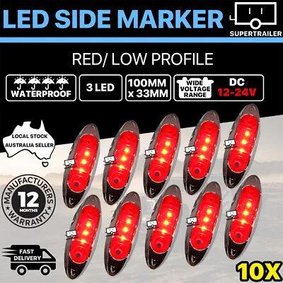 $35.66 • Buy 10X Red Clearance Light Side Marker Led Trailer Truck LORRY LAMP Chrome 12-24V