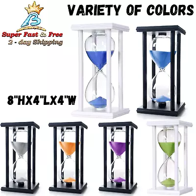 60 Minutes Hourglass Timer Finest Wood Elegant Glass Sand Clock 8 X 4 X 4 Inch • $34.43