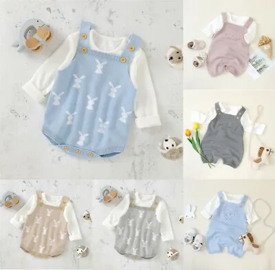 AU Baby Knitted Jumpsuit Rabbit One-piece Clothes For Boys Girls Easter Costume • £3.99