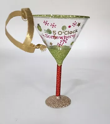 Ganz Martini Glass Ornament It's Five O' Clock Somewhere Glittery • $15