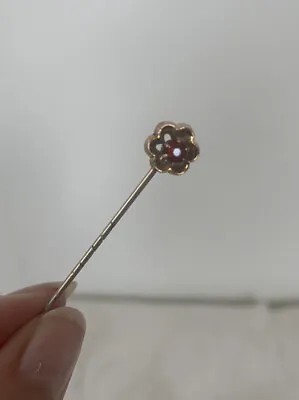 £40 • Buy Beautiful Antique Victorian Gold Red Stone Flower Hat Pin (9ct Gold Head)