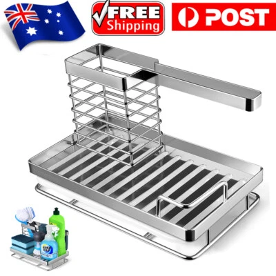 $24.59 • Buy Kitchen Sponge Holder Sink Basket Caddy Brush Dishwashing Liquid Drainer Rack AU