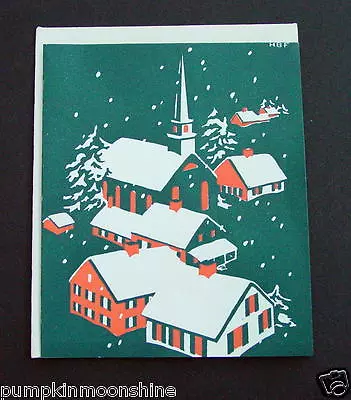 Vintage Unused Marian Heath Xmas Greeting Card Cozy Village In Snow • $16