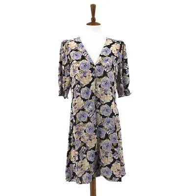 Women's Vero Moda Blue & Cream V Neck Floral Print Button Front Midi Dress Si... • $30