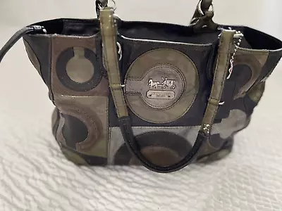 *Coach Mia Patchwork C Gray Bronze Silver Leather Tote Handbag Purse Tote* • $39.99