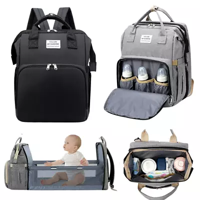 Baby Changing Bag Diaper Bag Large Nappy Backpack With Portable Changing Mat UK • £14.95