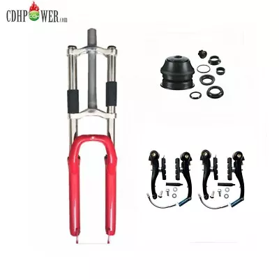 $83.79 • Buy CDHPOWER Red Bicycle Suspension Fork 26  And 1 1/8  Headset Combo And V Brake