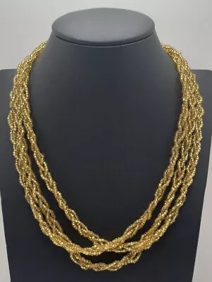 Long Yellow Braided Beaded Necklace  29  Fashion Jewelry Unmarked • $5.99