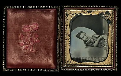 1/6 Daguerreotype Postmortem Of A Little Girl Full Leather Case 1850s Photo • $985