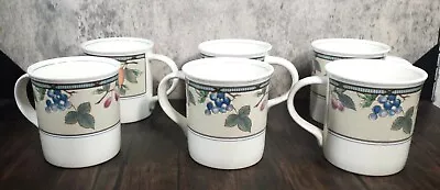 Mikasa GARDEN HARVEST Intaglio CAC29 ~ Set Of 6 ~ Coffee Mugs ~ 3 1/2  Tall • $35