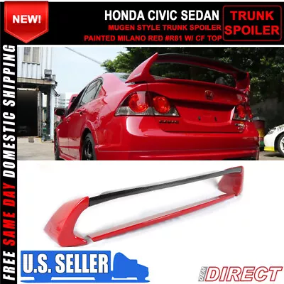 06-11 Civic Mugen RR Carbon Top Trunk Spoiler - Painted Milano Red R81 • $283.99