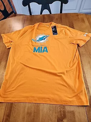 Dolphins Shirt 2XL Miami Under Armour Combine Training Work-out Nwt Football Tee • $23.99