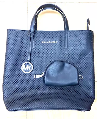 Michael Kors Hayley Black Leather MD NS TZ TOTE 30T6SH3T20 • $50