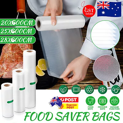 Food Vacuum Sealer Bags Rolls Vaccum Food Storage Saver Seal Bag Pack 20 25 28cm • $16.59