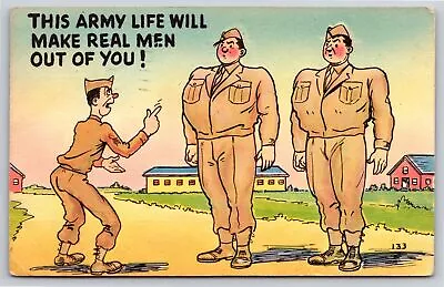 Military Comic~This Army Life~Drill Sergeant Yelling @ Soldiers~PM 1954~Postcard • $3.49