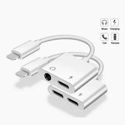 £4.99 • Buy 2in1 Audio Charger Adapter Splitter Dual Headphone Aux IPhone 14 13 12 11 X Pro