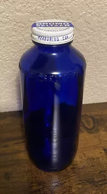 Vintage Bromo Seltzer Cobalt Blue Bottle With Cap 6.5” Tall Display Medical • $15.99